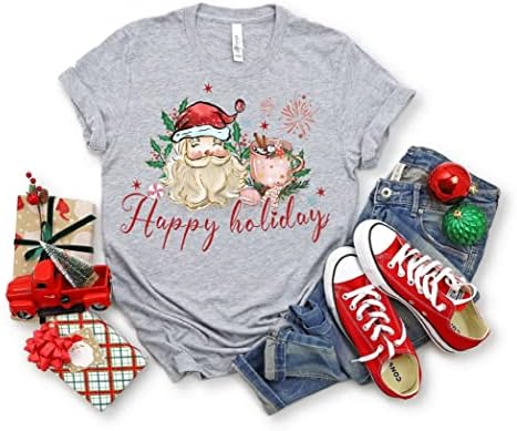 Happy Holiday Shirt 2022 vianočné darčeky pre priateľa a rodinu Retro Santa tričko vianočné sviatočné košele vianočné darčeky pre matku Veselé Vianoce