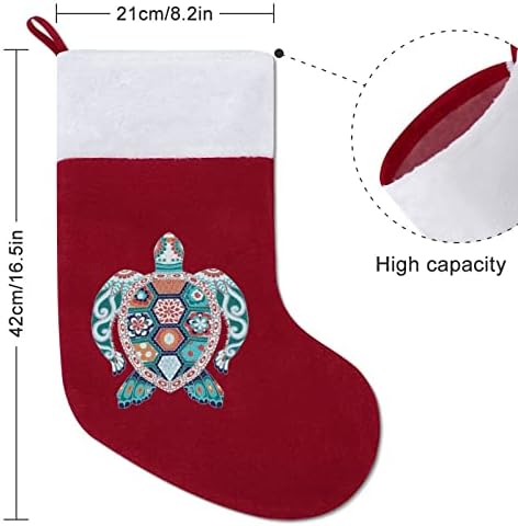 Farebné korytnačky vianočné pančuchy ponožky s plyšovým krbom visí na vianočný stromček Home Decor