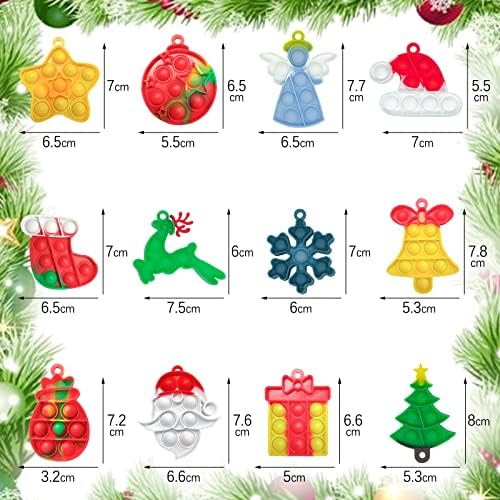 12ks Veľkonočný deň Mini Pop It Keychain Fidget Toys, veľkonočné darčeky pre deti Mini Pop It Bubble Christmas