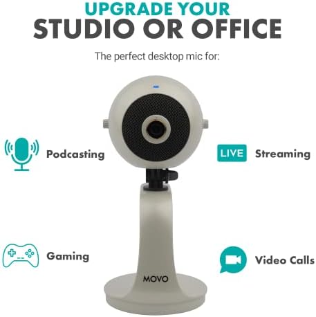 Movo WebMic-HD webová kamera a kondenzátorový mikrofón v perleťovej bielej farbe - 1080p HD webová kamera a profesionálny
