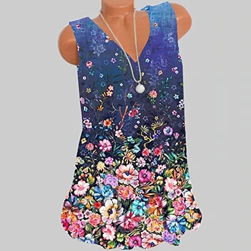 Letná Jesenná vesta tričko pre dámy bez rukávov 2023 v krku kvetinová grafická ležérna košieľka Tielková vesta