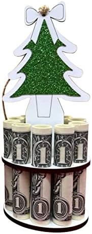 LIBOOI peňažný strom darčekový držiak, peniaze Cake vianočné ozdoby, ručne vyrobený drevený vianočný stromček,