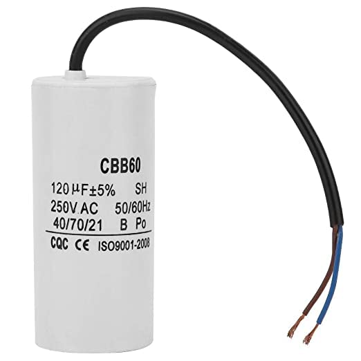 Bežiaci kondenzátor CBB60, 250V AC 120uf 50/60Hz AC kondenzátor s oloveným drôtom, vhodný pre klimatizáciu, kompresor,