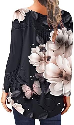 Boho Henley tričko pre ženy kvetinové Havajské tričko lichotivé skryť brucho Swing košele tlačidlo V krku vysoké