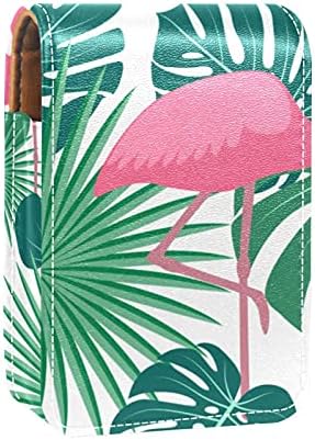 Puzdro Na Make-Up Na Rúž Pre Vonkajšie Flamingo Tropical Palm Jungle Monstera Leaves Prenosný Organizér Na Rúž